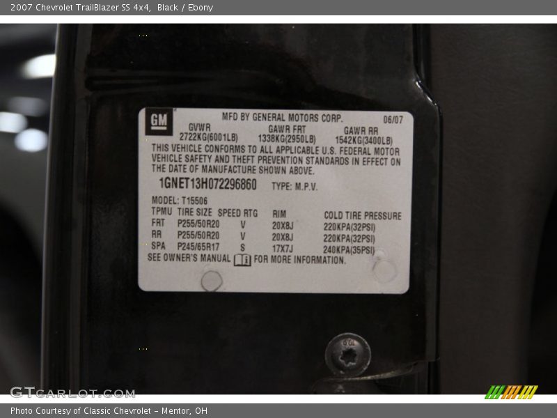 Black / Ebony 2007 Chevrolet TrailBlazer SS 4x4