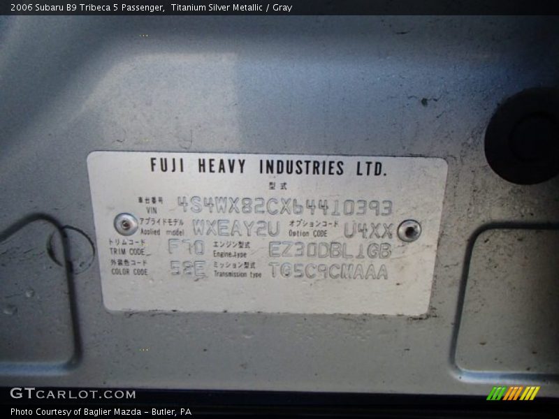 Titanium Silver Metallic / Gray 2006 Subaru B9 Tribeca 5 Passenger