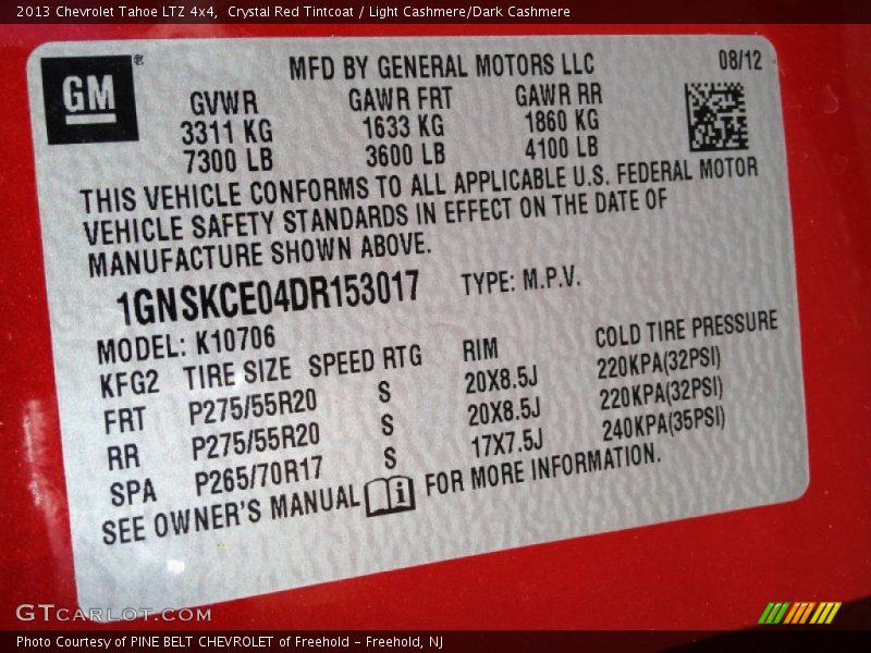 Crystal Red Tintcoat / Light Cashmere/Dark Cashmere 2013 Chevrolet Tahoe LTZ 4x4