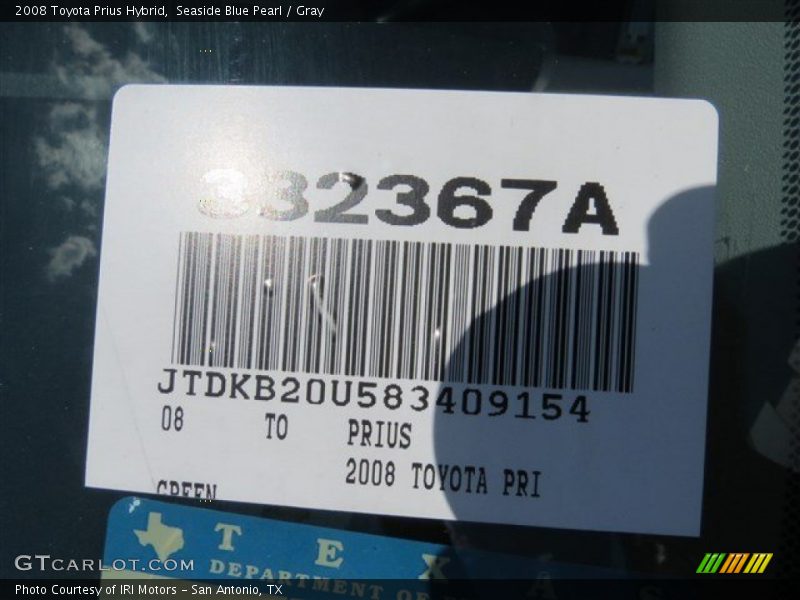 Seaside Blue Pearl / Gray 2008 Toyota Prius Hybrid