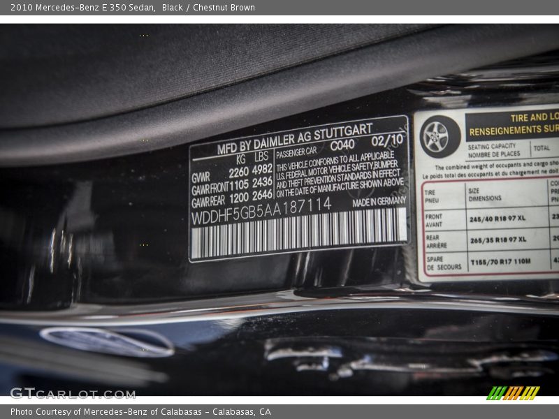 Black / Chestnut Brown 2010 Mercedes-Benz E 350 Sedan