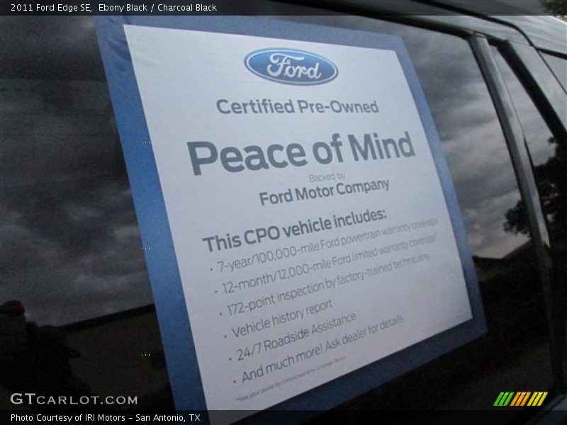 Ebony Black / Charcoal Black 2011 Ford Edge SE