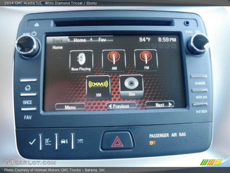 White Diamond Tricoat / Ebony 2014 GMC Acadia SLE