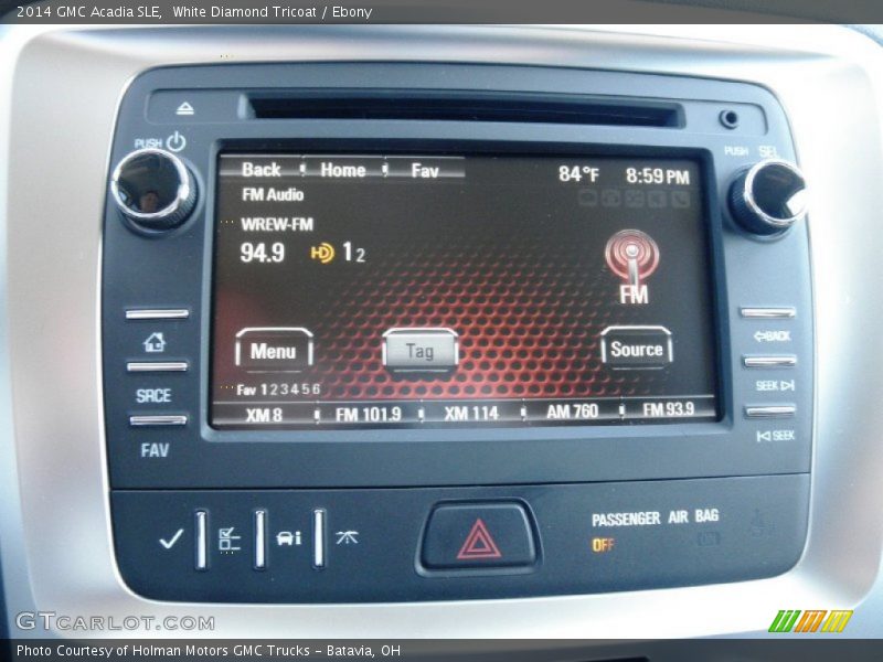 White Diamond Tricoat / Ebony 2014 GMC Acadia SLE