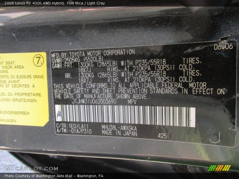 Flint Mica / Light Gray 2006 Lexus RX 400h AWD Hybrid