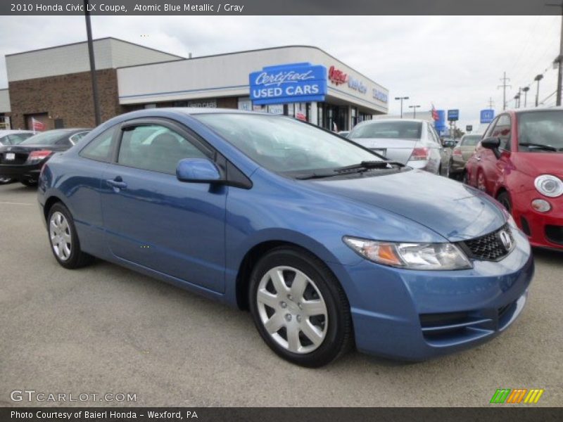 Atomic Blue Metallic / Gray 2010 Honda Civic LX Coupe