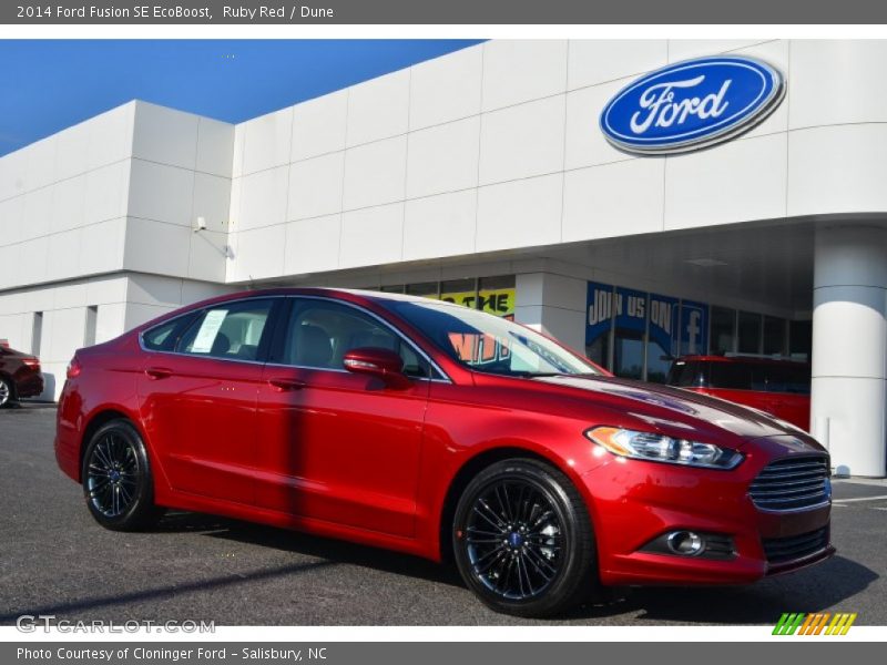 Ruby Red / Dune 2014 Ford Fusion SE EcoBoost