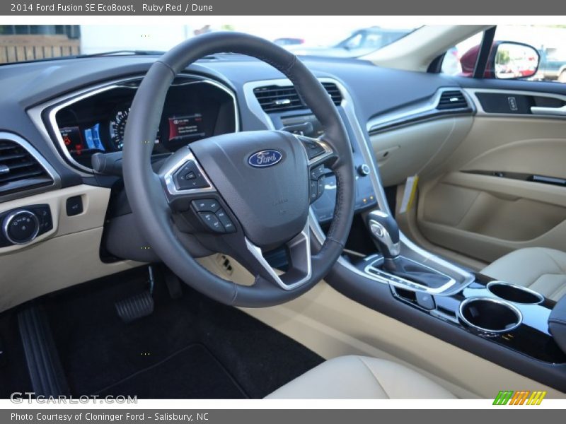 Ruby Red / Dune 2014 Ford Fusion SE EcoBoost