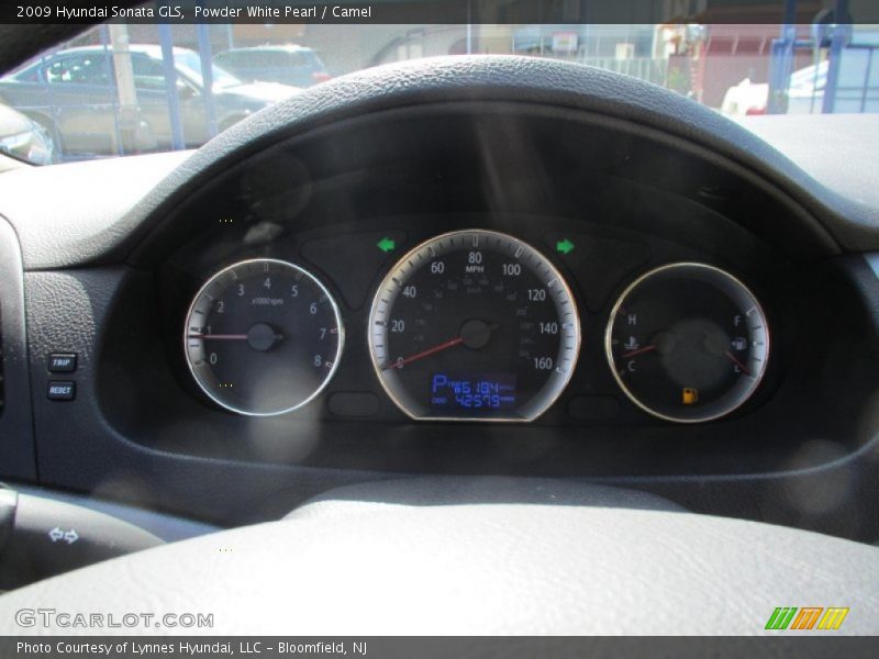 Powder White Pearl / Camel 2009 Hyundai Sonata GLS