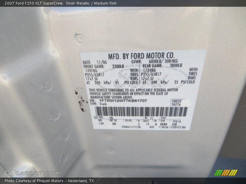 Silver Metallic / Medium Flint 2007 Ford F150 XLT SuperCrew