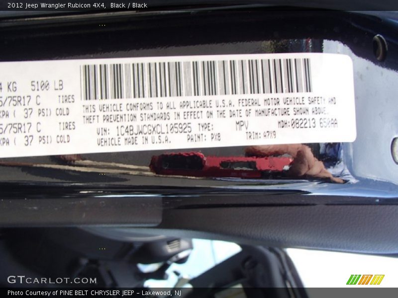 Black / Black 2012 Jeep Wrangler Rubicon 4X4