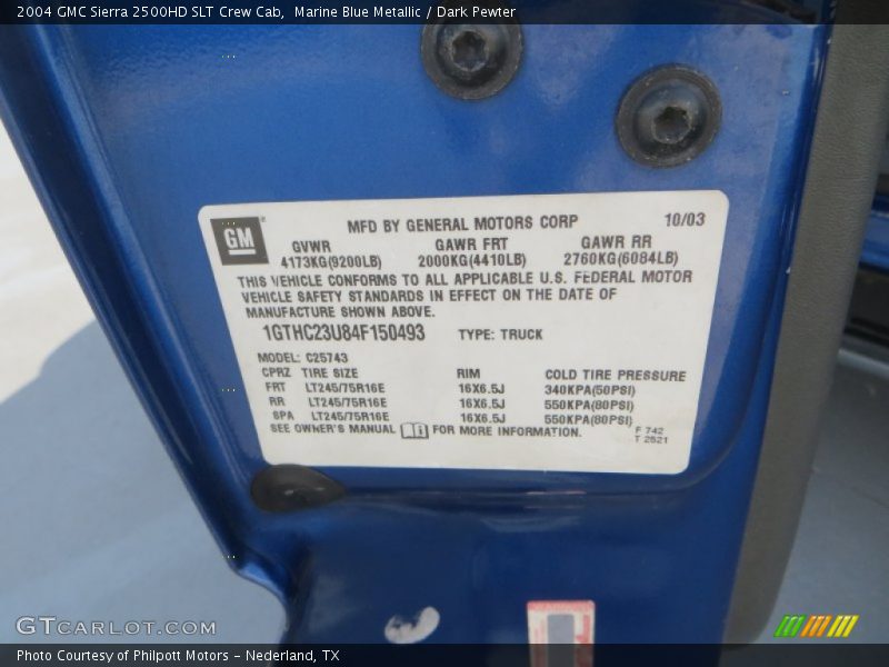 Marine Blue Metallic / Dark Pewter 2004 GMC Sierra 2500HD SLT Crew Cab