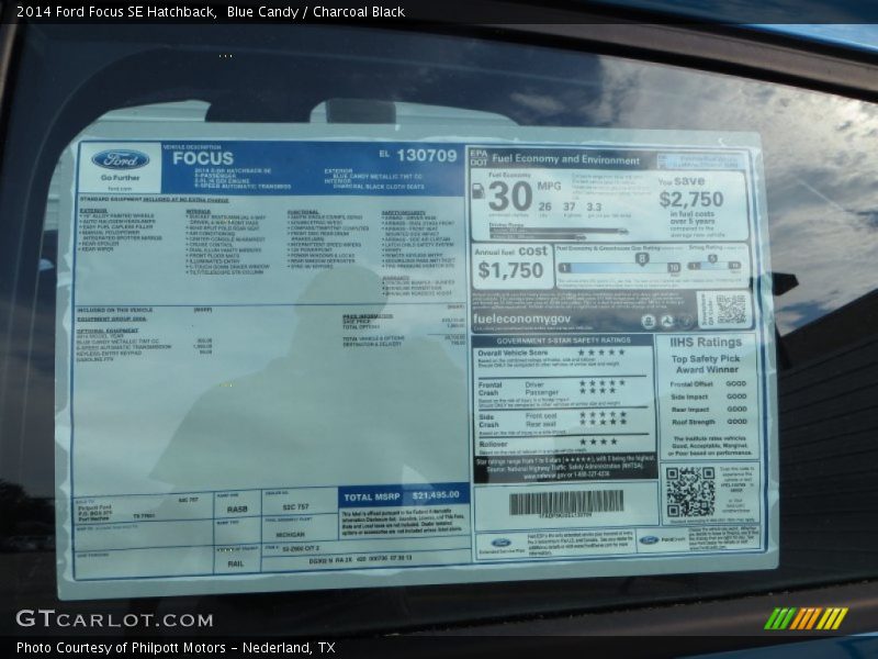  2014 Focus SE Hatchback Window Sticker