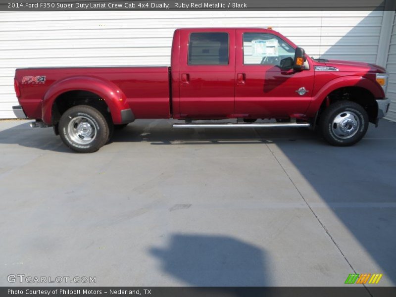 Ruby Red Metallic / Black 2014 Ford F350 Super Duty Lariat Crew Cab 4x4 Dually