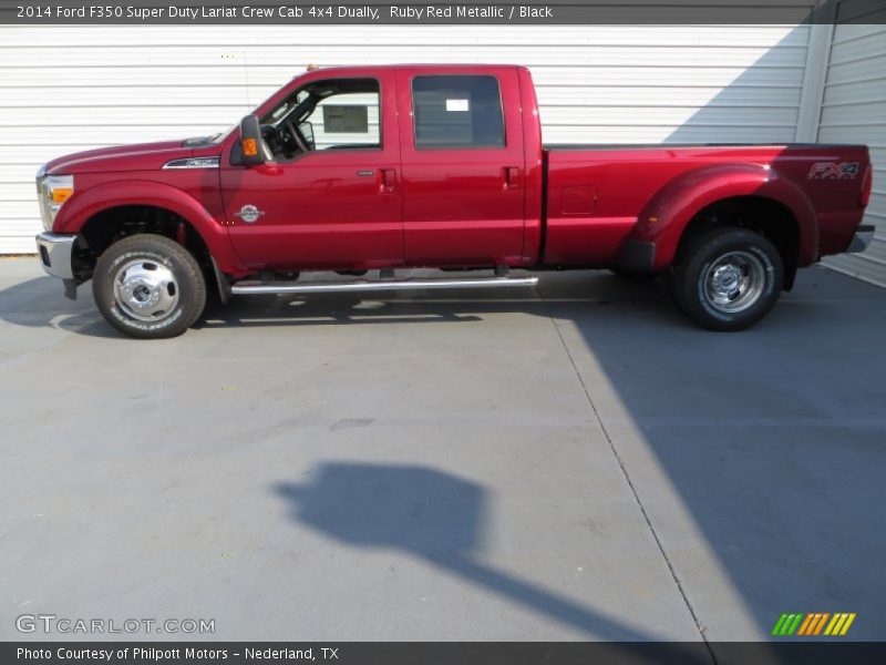 Ruby Red Metallic / Black 2014 Ford F350 Super Duty Lariat Crew Cab 4x4 Dually