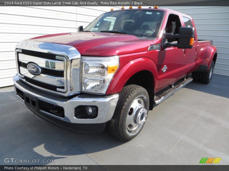Ruby Red Metallic / Black 2014 Ford F350 Super Duty Lariat Crew Cab 4x4 Dually