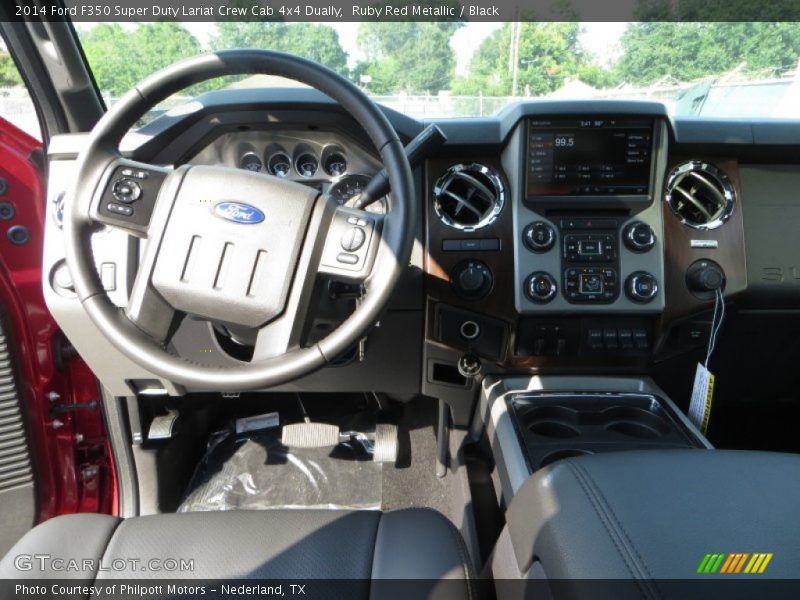 Ruby Red Metallic / Black 2014 Ford F350 Super Duty Lariat Crew Cab 4x4 Dually