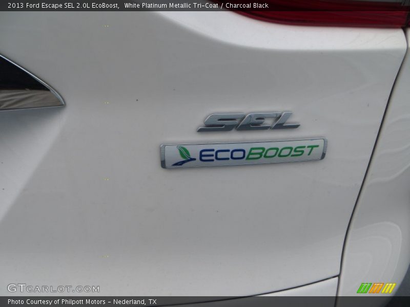 White Platinum Metallic Tri-Coat / Charcoal Black 2013 Ford Escape SEL 2.0L EcoBoost