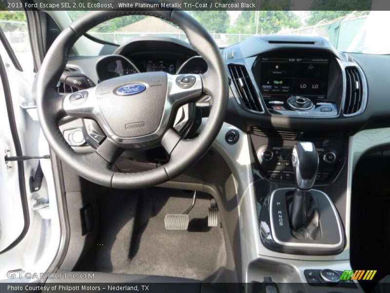 White Platinum Metallic Tri-Coat / Charcoal Black 2013 Ford Escape SEL 2.0L EcoBoost