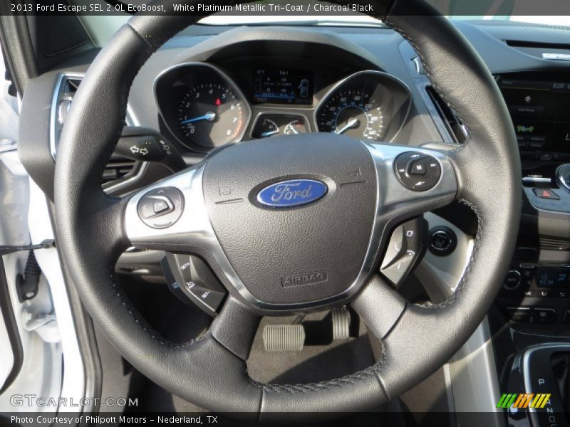 White Platinum Metallic Tri-Coat / Charcoal Black 2013 Ford Escape SEL 2.0L EcoBoost