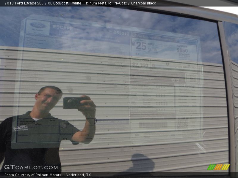 White Platinum Metallic Tri-Coat / Charcoal Black 2013 Ford Escape SEL 2.0L EcoBoost