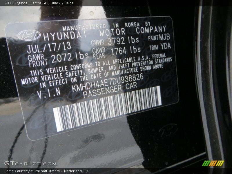 Black / Beige 2013 Hyundai Elantra GLS