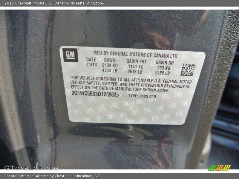 Ashen Gray Metallic / Ebony 2013 Chevrolet Impala LTZ