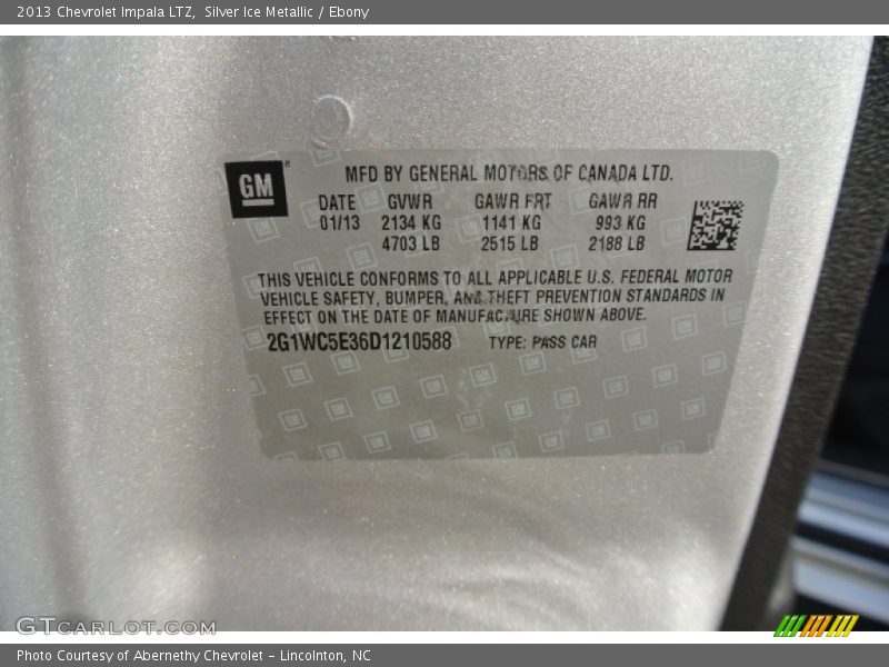 Silver Ice Metallic / Ebony 2013 Chevrolet Impala LTZ