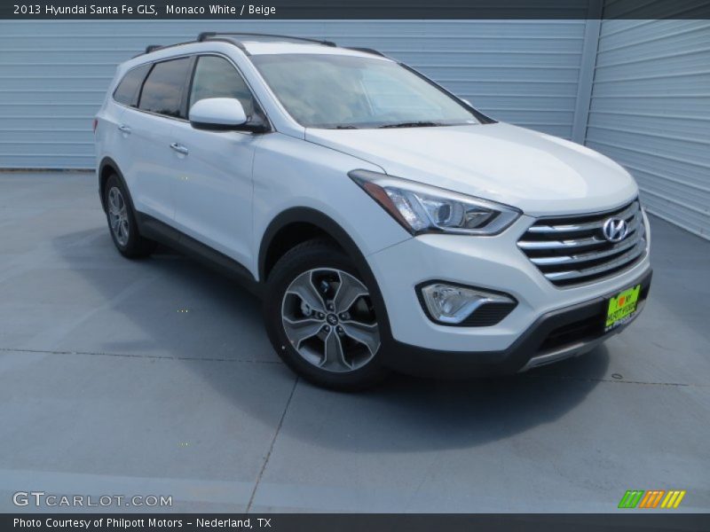 Monaco White / Beige 2013 Hyundai Santa Fe GLS