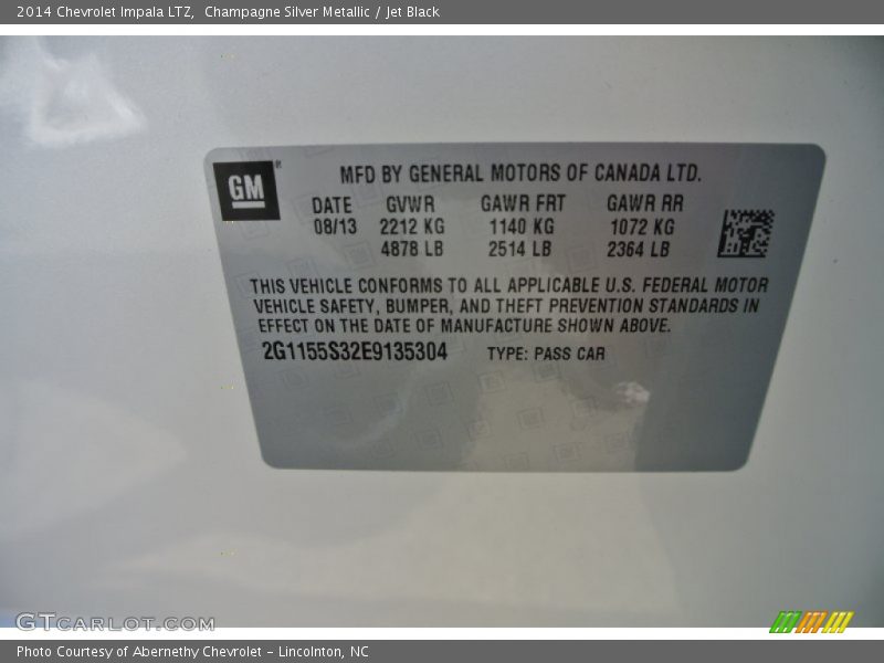 Champagne Silver Metallic / Jet Black 2014 Chevrolet Impala LTZ
