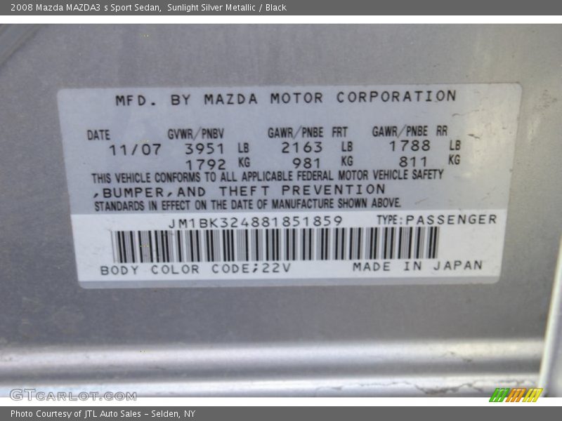 Sunlight Silver Metallic / Black 2008 Mazda MAZDA3 s Sport Sedan