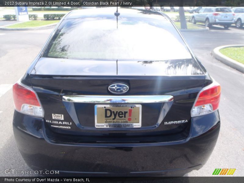 Obsidian Black Pearl / Ivory 2012 Subaru Impreza 2.0i Limited 4 Door