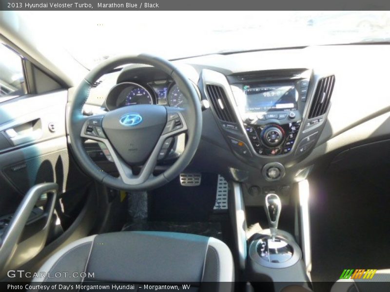Marathon Blue / Black 2013 Hyundai Veloster Turbo