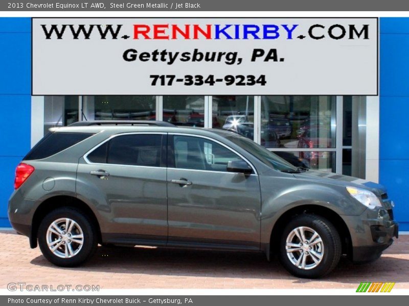 Steel Green Metallic / Jet Black 2013 Chevrolet Equinox LT AWD
