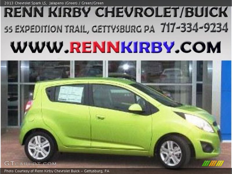 Jalapeno (Green) / Green/Green 2013 Chevrolet Spark LS