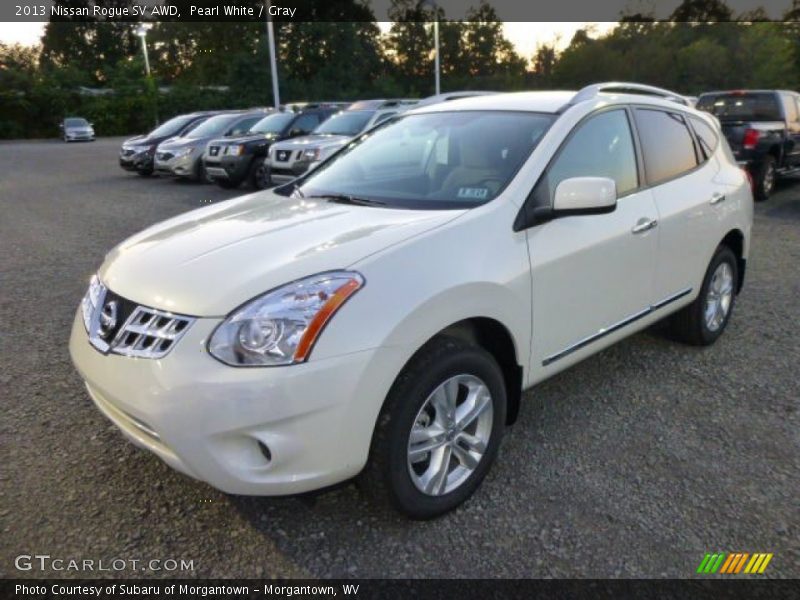 Pearl White / Gray 2013 Nissan Rogue SV AWD