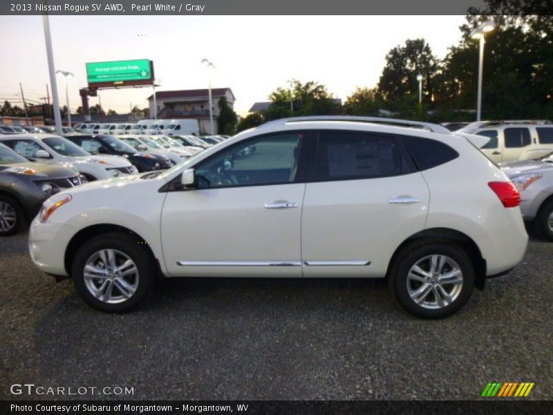 Pearl White / Gray 2013 Nissan Rogue SV AWD
