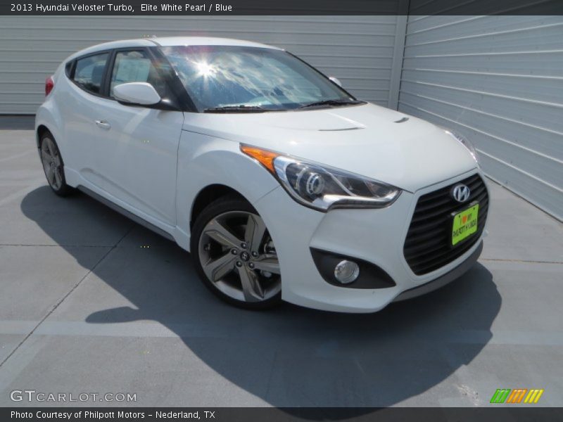 Elite White Pearl / Blue 2013 Hyundai Veloster Turbo