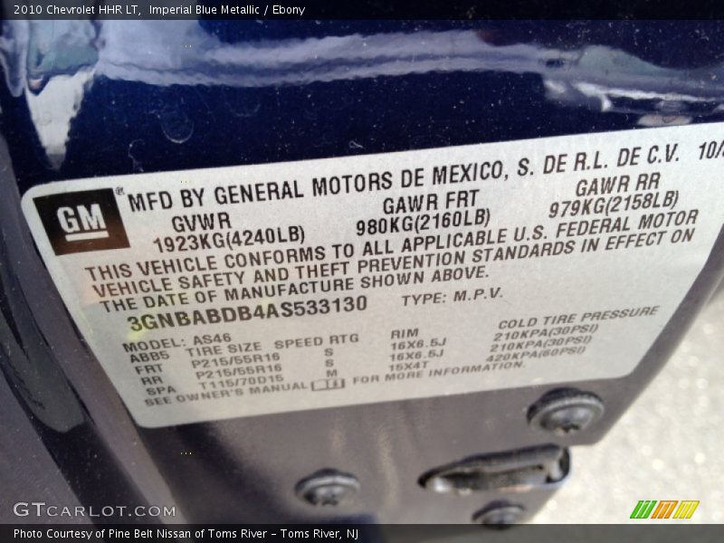 Imperial Blue Metallic / Ebony 2010 Chevrolet HHR LT
