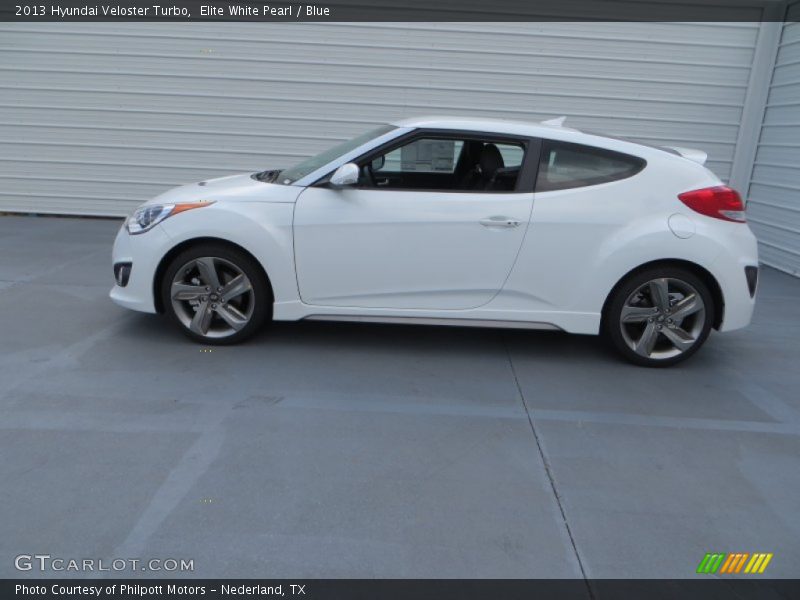 Elite White Pearl / Blue 2013 Hyundai Veloster Turbo