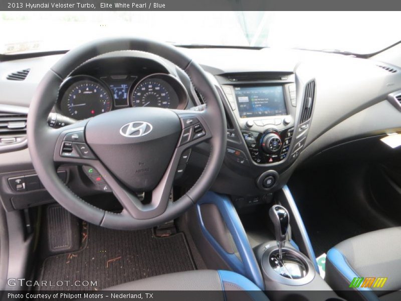 Elite White Pearl / Blue 2013 Hyundai Veloster Turbo