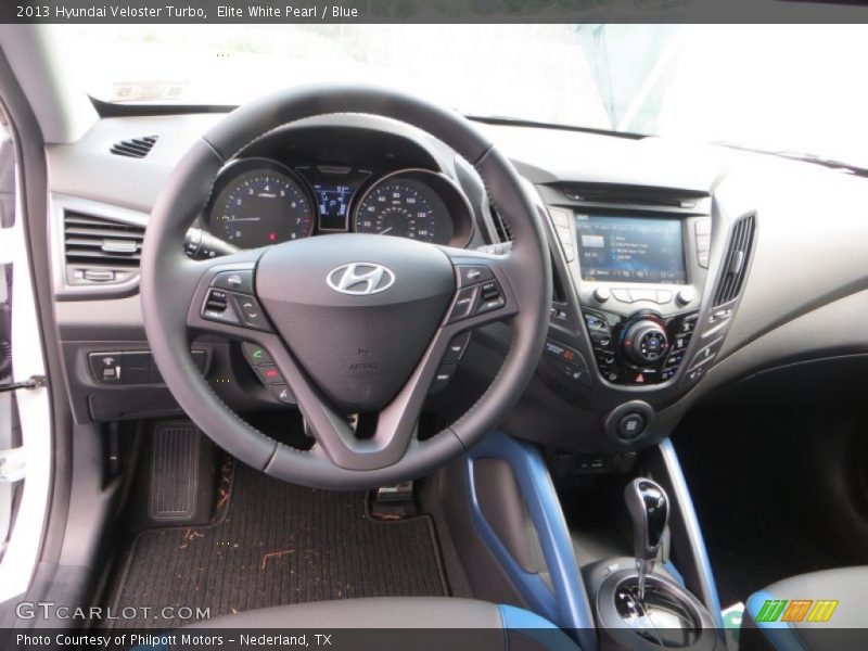 Elite White Pearl / Blue 2013 Hyundai Veloster Turbo