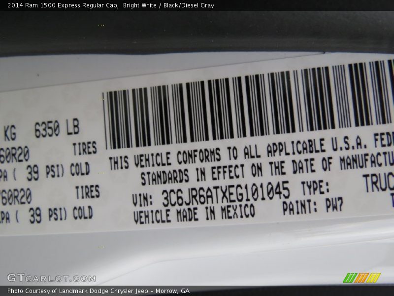Bright White / Black/Diesel Gray 2014 Ram 1500 Express Regular Cab