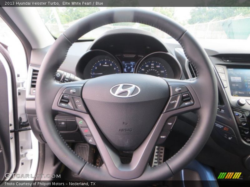 Elite White Pearl / Blue 2013 Hyundai Veloster Turbo