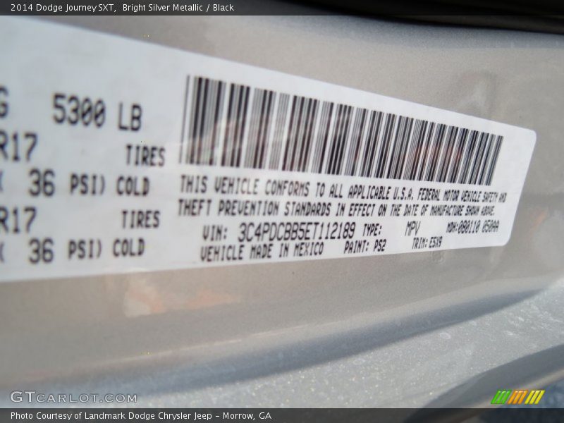Bright Silver Metallic / Black 2014 Dodge Journey SXT