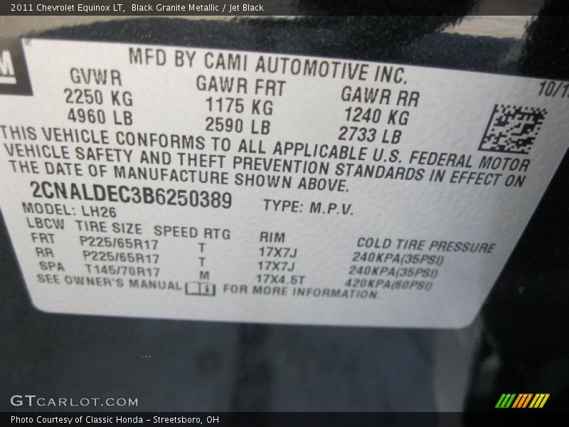 Black Granite Metallic / Jet Black 2011 Chevrolet Equinox LT