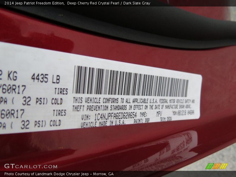 Deep Cherry Red Crystal Pearl / Dark Slate Gray 2014 Jeep Patriot Freedom Edition