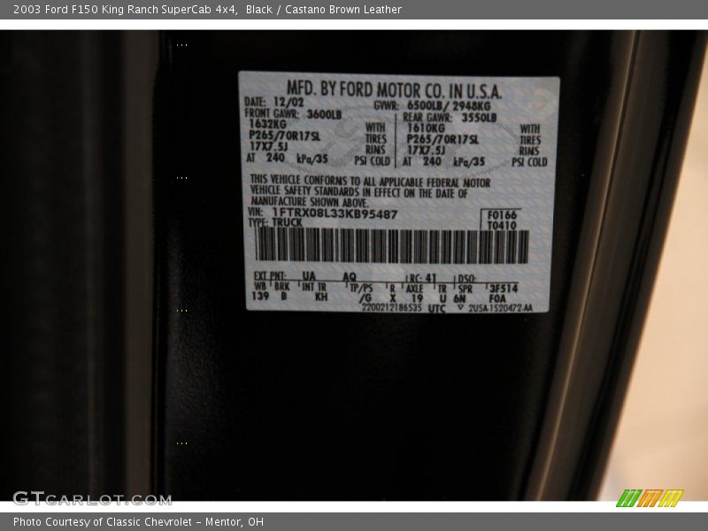 Black / Castano Brown Leather 2003 Ford F150 King Ranch SuperCab 4x4