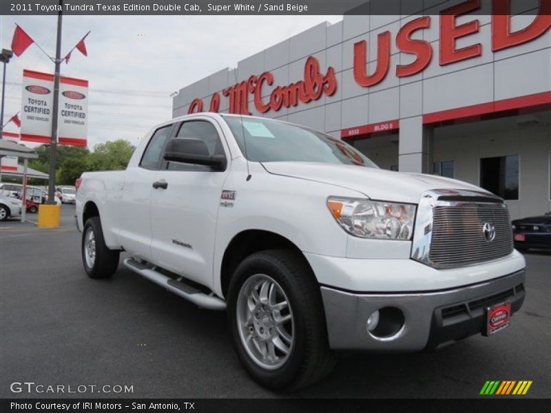 Super White / Sand Beige 2011 Toyota Tundra Texas Edition Double Cab