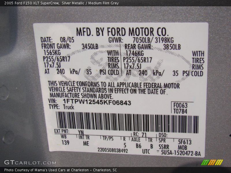 Silver Metallic / Medium Flint Grey 2005 Ford F150 XLT SuperCrew